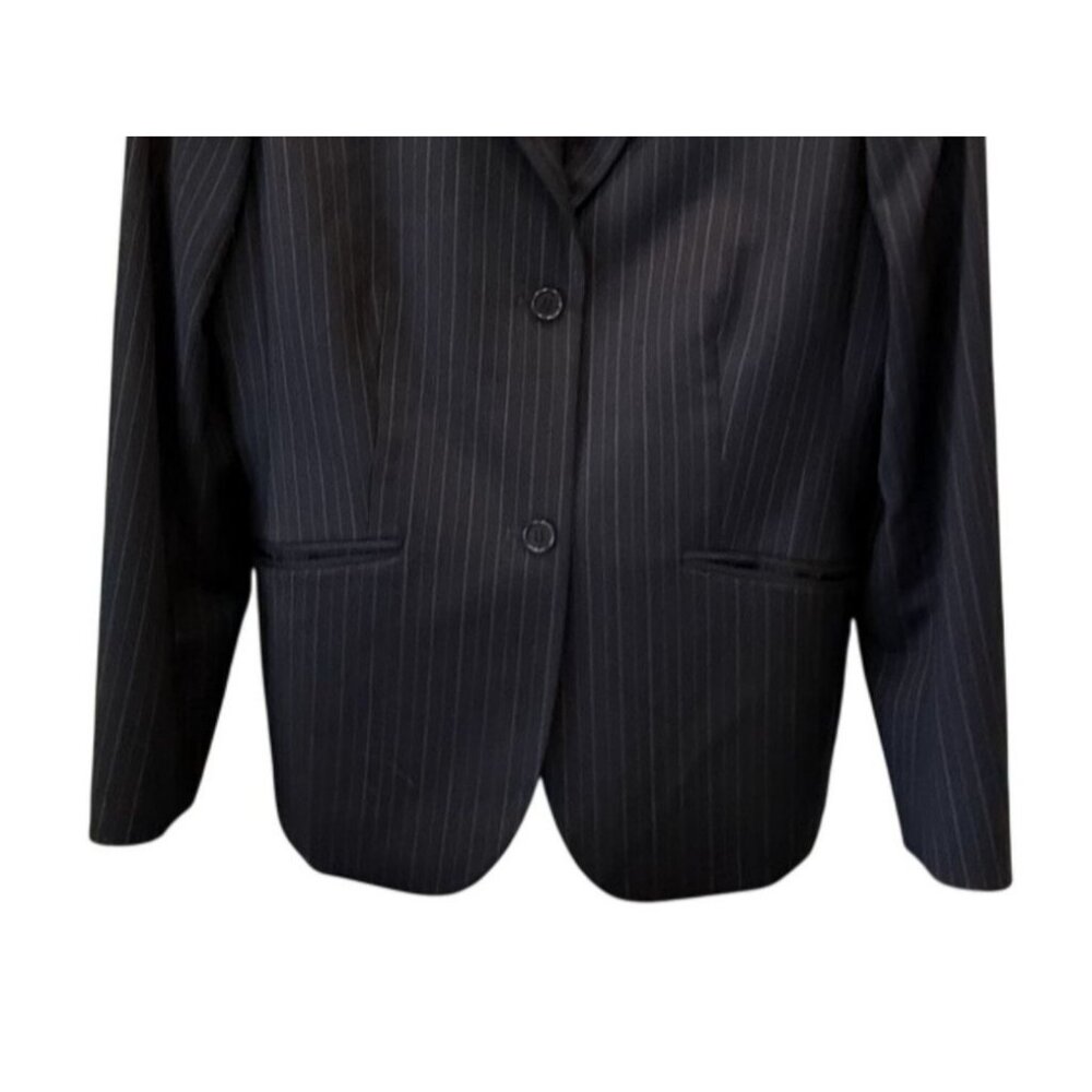 Brooks Brothers Womens Pinstripe Wool Blazer Size 12 Navy Career Professional - Picture 3 of 6